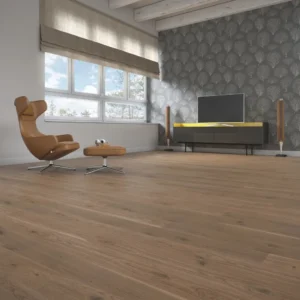 14mm European oak 3-layer engineered wood flooring installed in a modern living room