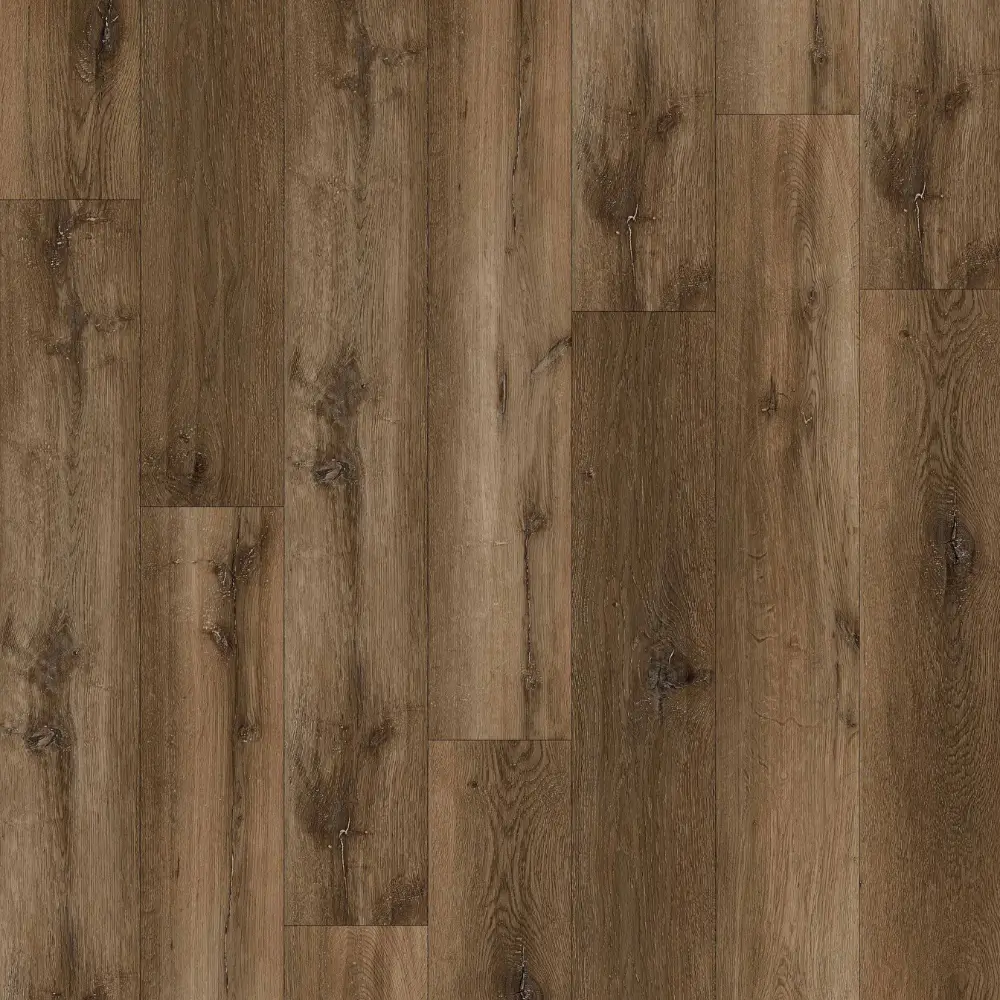 Boston 7mm waterproof SPC vinyl plank flooring in dark rustic brown wood look
