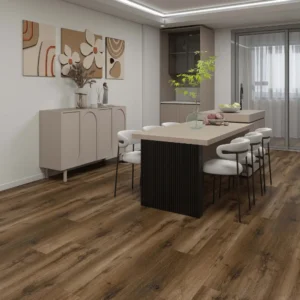 Boston 7mm SPC vinyl plank flooring installed in a contemporary dining room