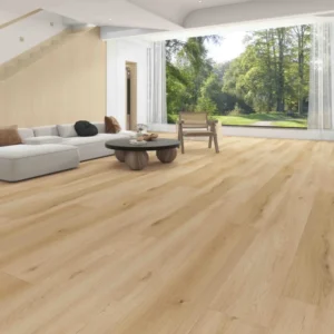 Chicago 7mm SPC vinyl plank flooring installed in a bright open living room