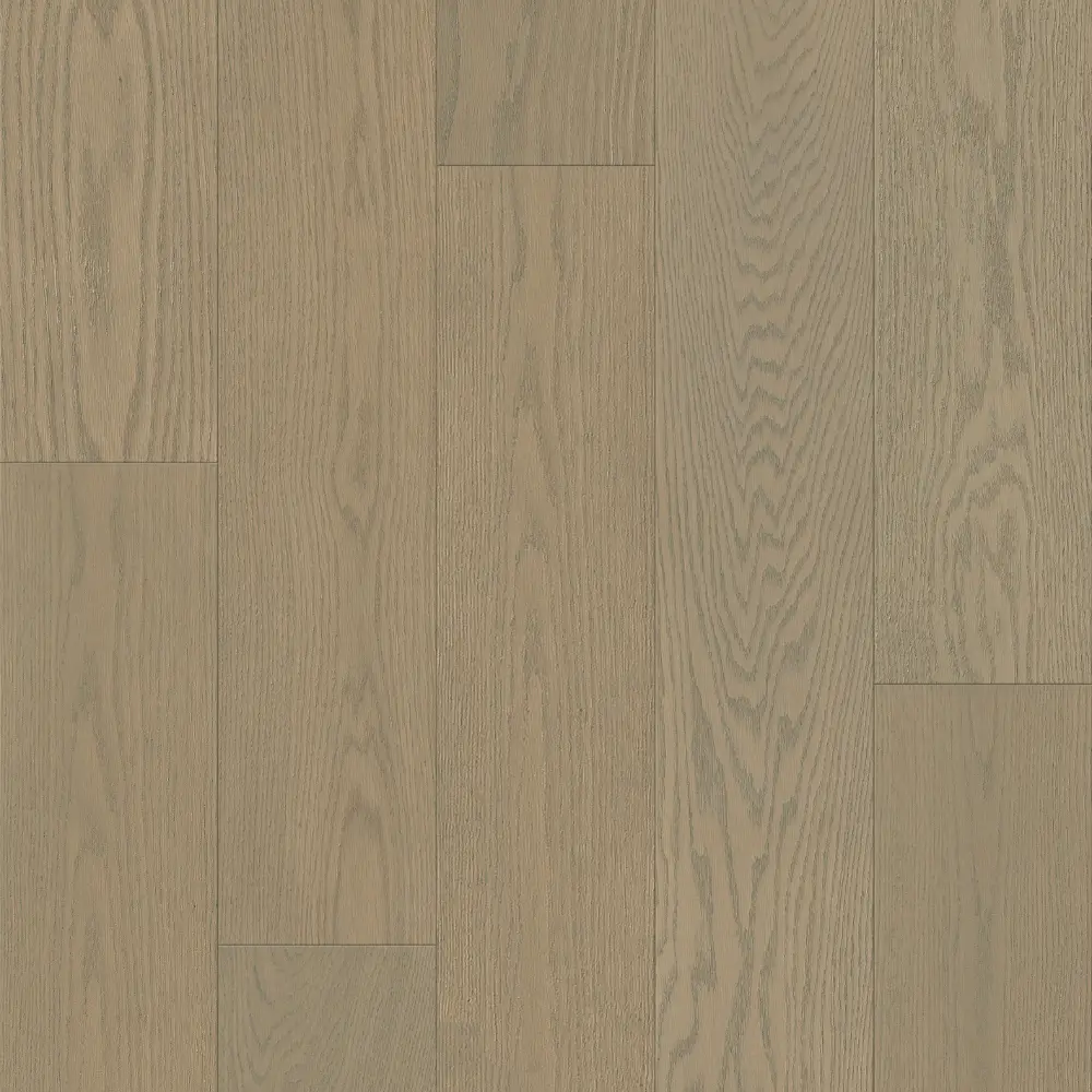 14mm Red Oak engineered wood flooring in a soft greige tone with subtle oak grain