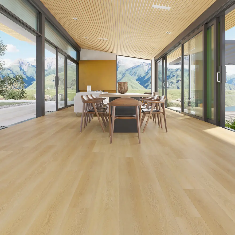 CasaPro DTS-06 Light Natural Oak SPC Flooring Sitting Room Light natural oak 8mm SPC flooring installed in a bright sitting room