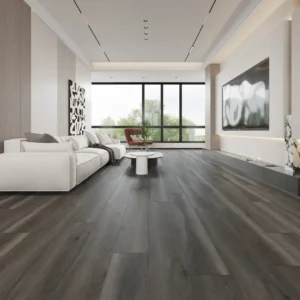 Medium brown oak 8mm SPC flooring installed in a modern kitchen