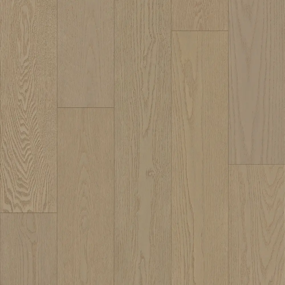 14mm Red Oak engineered wood flooring in a light taupe beige tone with fine oak texture