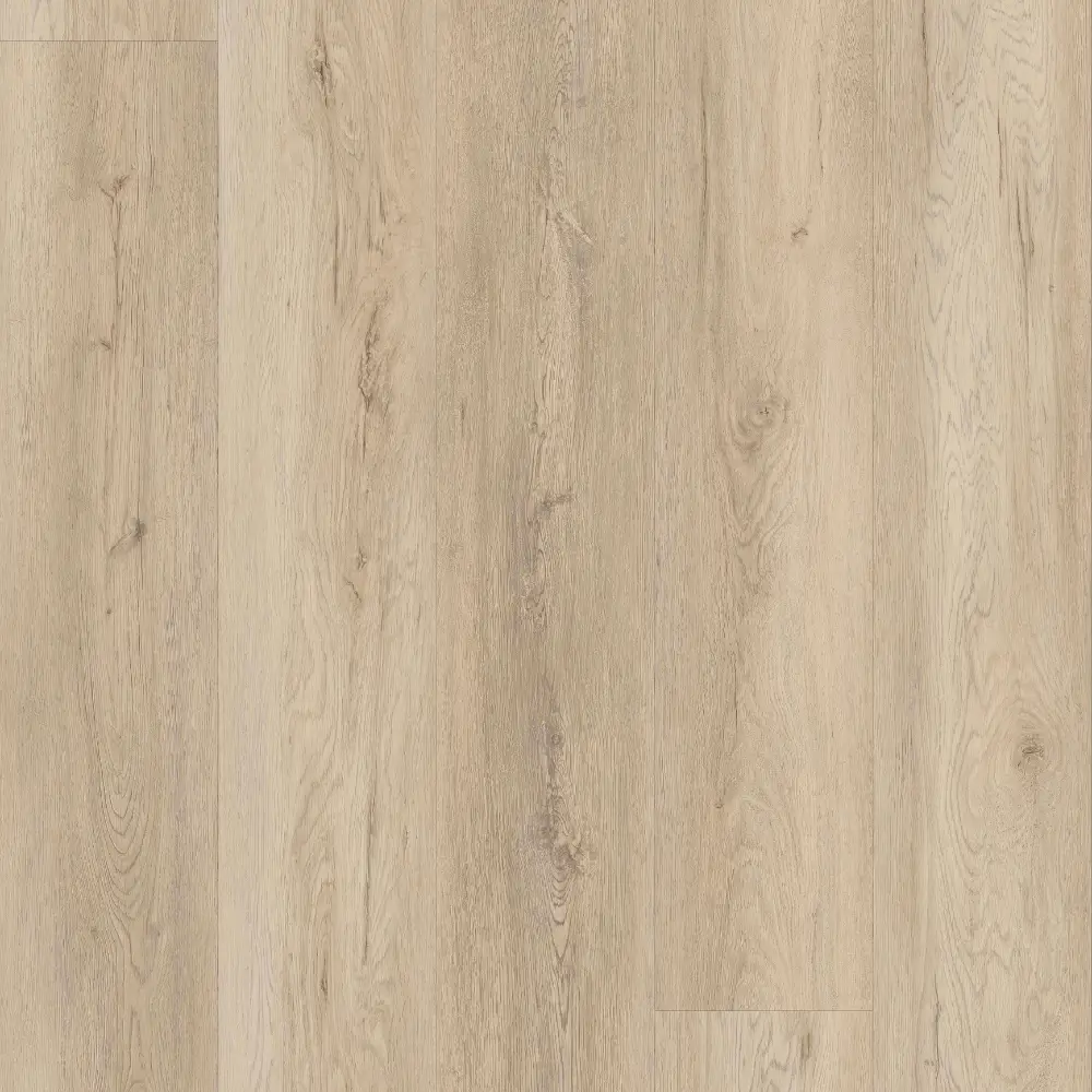 Driftwood Bay hybrid resilient flooring with warm beige gray wood grain and natural plank variation