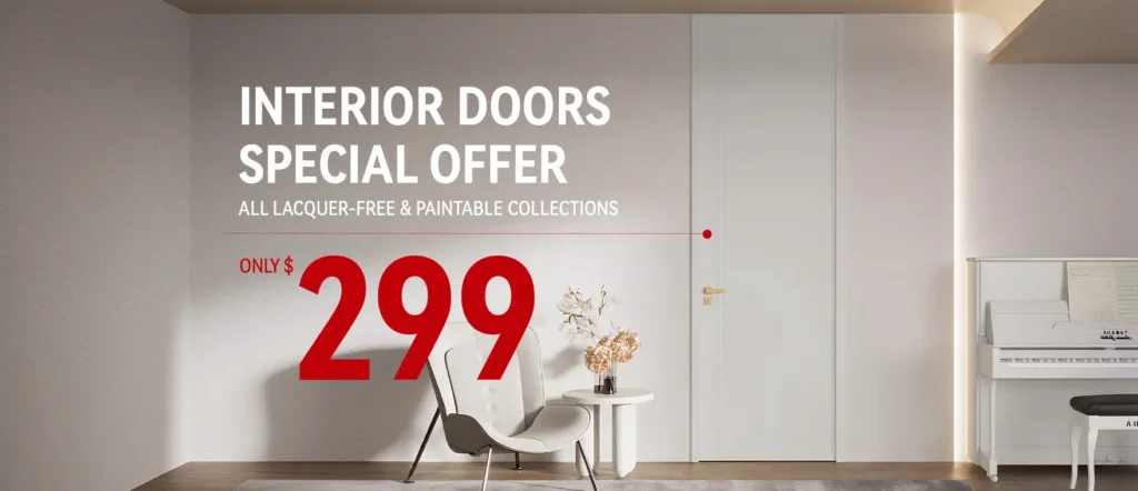 Interior doors special offer with lacquer-free and paintable collections starting at 299 dollars