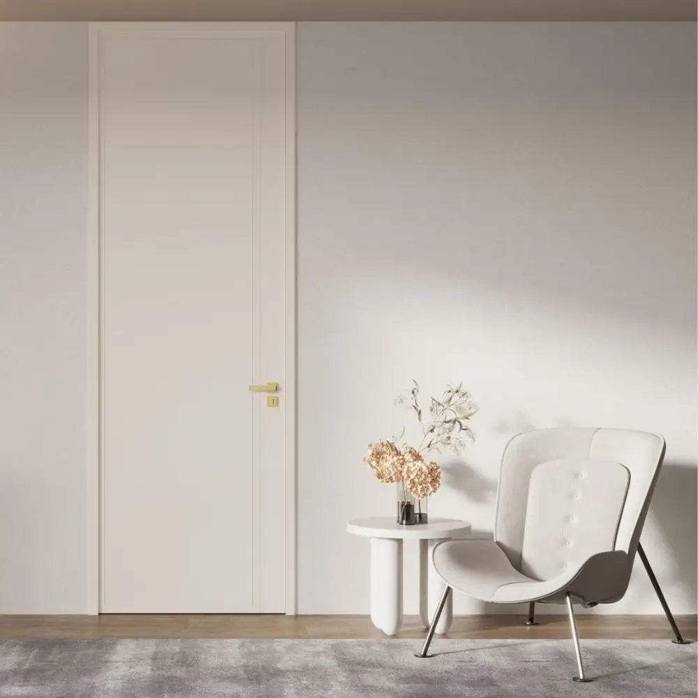 MFP510 white modern interior door with minimalist recessed panel design