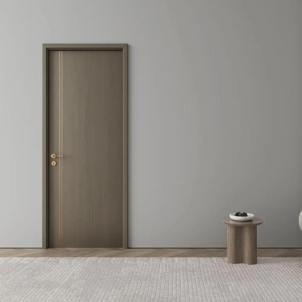 MFP626 taupe modern interior door with vertical decorative line detail