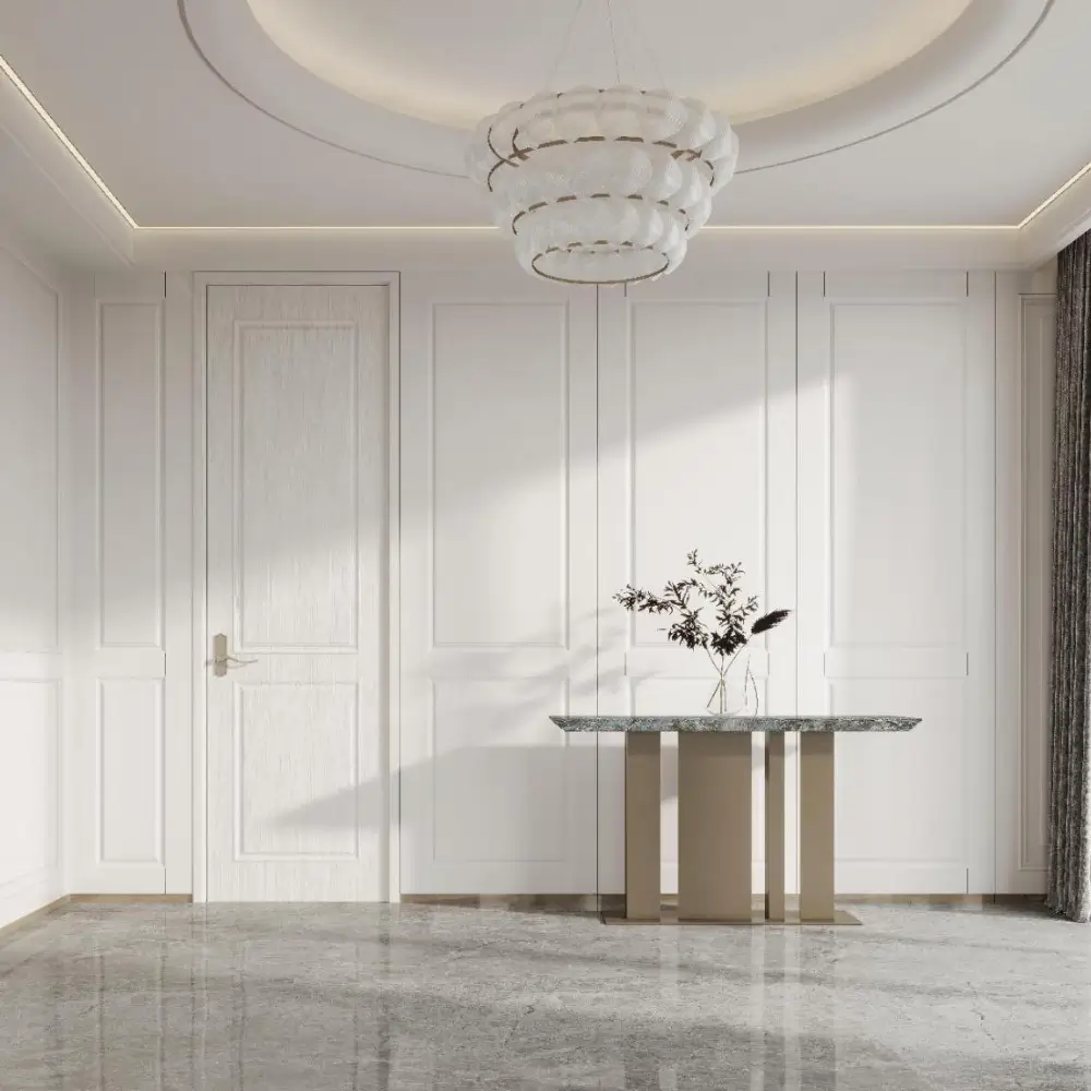 MWP924 white wood grain interior door with classic recessed panel design