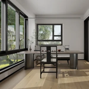 14mm European oak engineered wood flooring in a modern study room