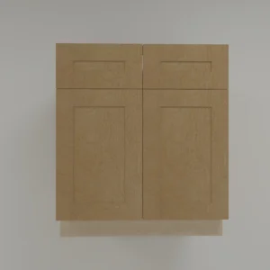 Shaker Birch sink base cabinet with double doors and false drawer fronts in SB33, SB36 and SB39 sizes