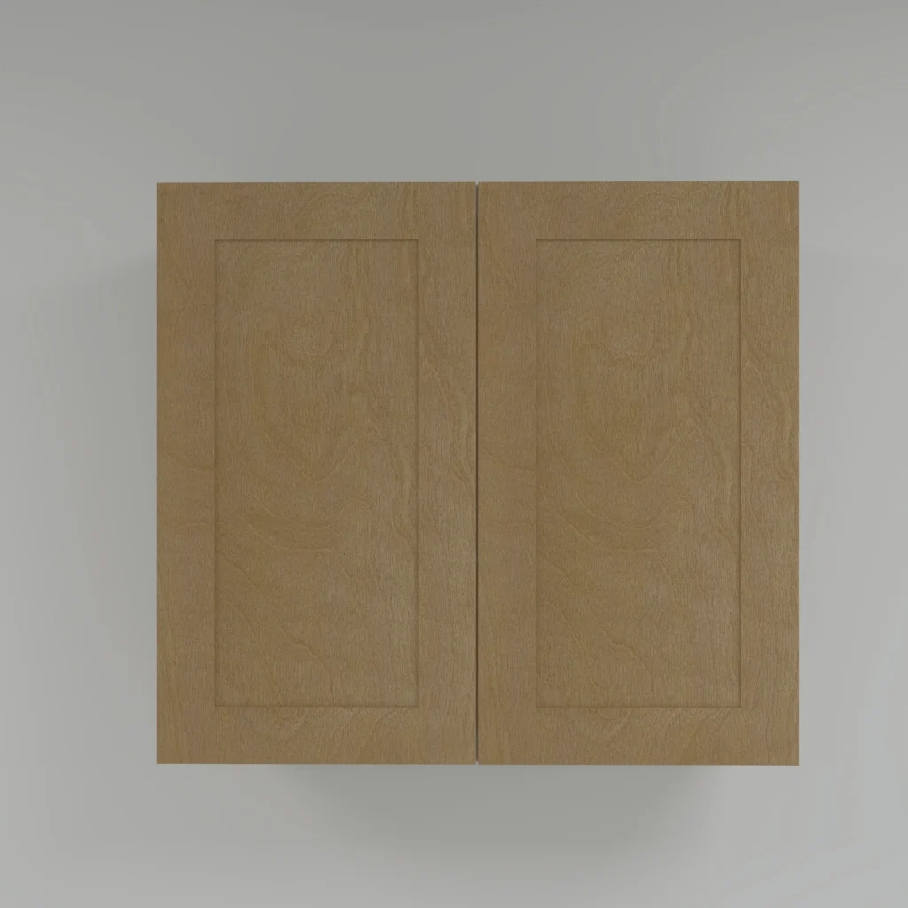Shaker Birch double-door wall cabinet in W2433, W2733, W3033, W3333, W3633 and W3933 sizes