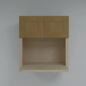 Shaker Birch MW2730 microwave wall cabinet with double doors and open appliance shelf